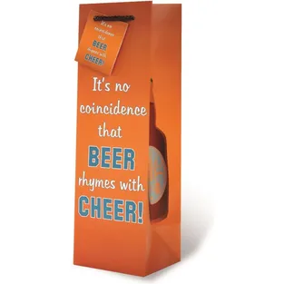 Wrap-Art Beer Rhymes with Cheer Pepper Bag with Plastic Rope Handle