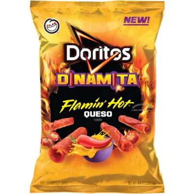 Doritos Dinamita Flamin Hot Queso Rolled Flavored Tortilla Chips 10.75 Oz Bag