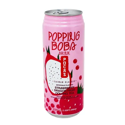 Pocas Popping Boba Mixed Berry Hibiscus Tea 16.5 oz Can