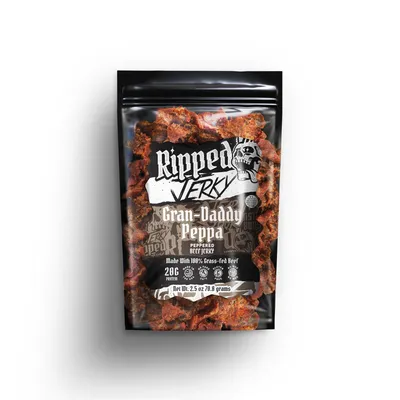 Ripped Jerky Gran-Daddy Peppered Beef Jerky 2.5 oz Bag