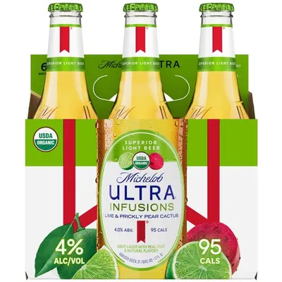Michelob Ultra Lime Cactus Light Beer 6 Pack 12 oz Bottles