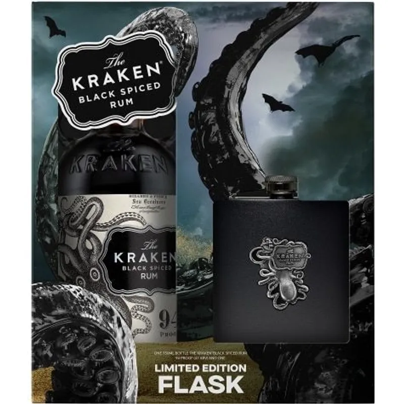 Kraken Black Spiced Rum Gift Set with Flask view 1
