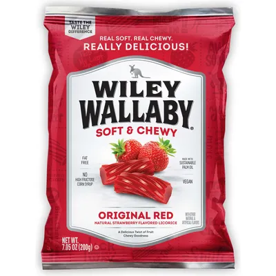 Wiley Wallaby Licorice, Original Red, Strawberry, Soft & Chewy