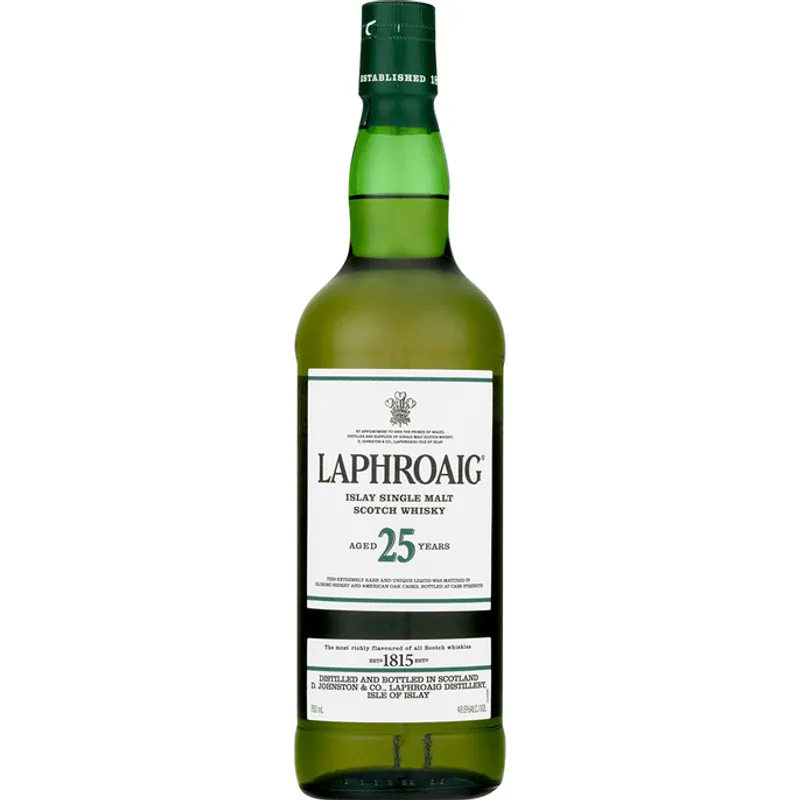 Laphroaig 25 Year Old Single Malt Scotch Whisky view 1