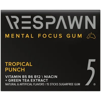 Wrigley's 5 Respawn Mental Focus Gum Tropical Punch Flavor 15 Pieces 40.5g