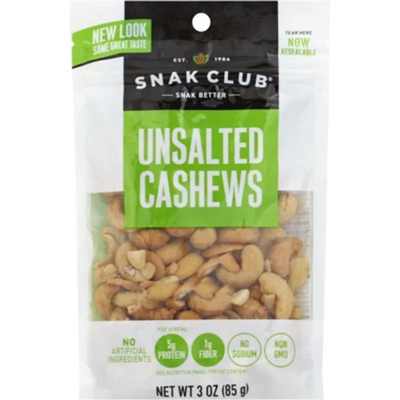 Snak Club Unsalted Cashews view 1