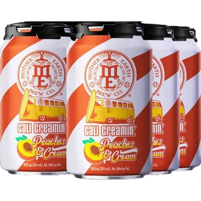 Mother Earth Brew Co. Cali Creamin' Peaches & Cream Ale Craft Beer 6 Pack 12oz Cans