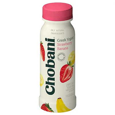 Chobani Strawberry Banana Low-Fat Greek Yogurt Drink 7 oz Bottle