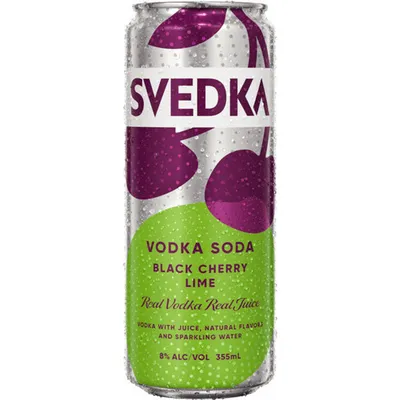 SVEDKA Black Cherry Lime Flavored Vodka Soda 355ml Can