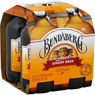 Bundaberg Diet Ginger Beer 4x 12.7oz Bottles