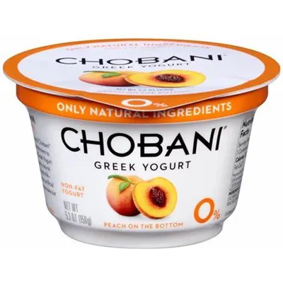 Chobani Peach on the Bottom Non-Fat Greek Yogurt 5.3oz Container