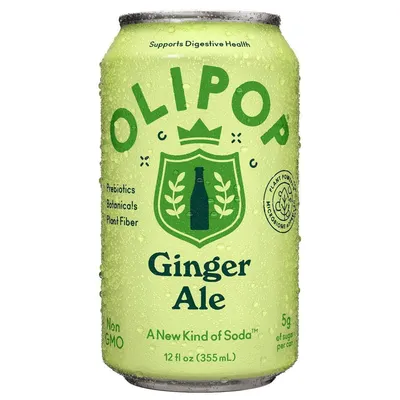 OLIPOP Ginger Ale Prebiotic Soda 12 oz Can