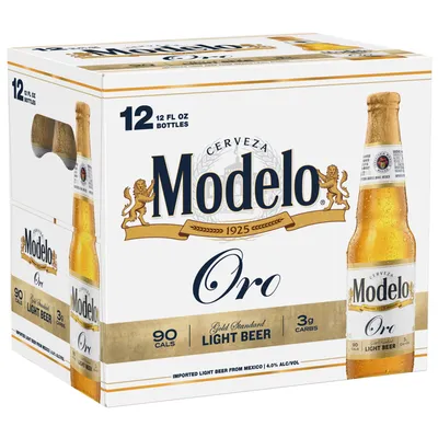 Modelo Oro Light Beer 12 Pack 12 oz Bottles