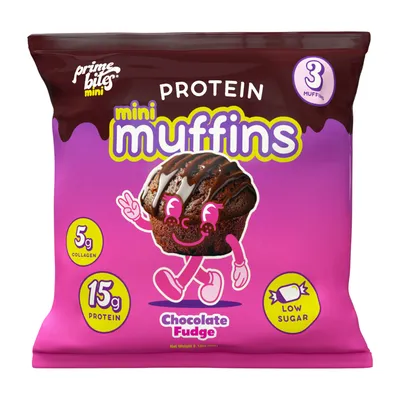 Prime Bites Chocolate Fudge Mini Protein Muffins 2.12 oz Bag