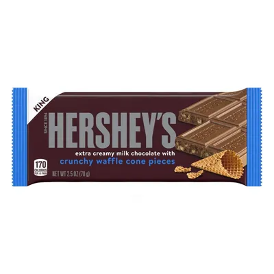 HERSHEY'S Milk Chocolate with Crunchy Waffle Cone Pieces King Size Bar 2.5 oz