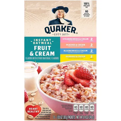 Quaker Instant Oatmeal Fruit & Cream Variety Pack 8.4 oz Box