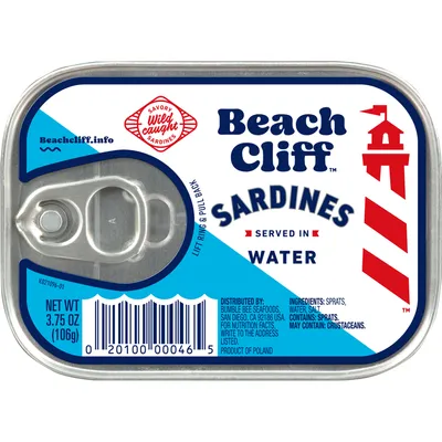 Beach Cliff Sardines In Water 3.75oz