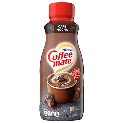 Coffee Mate Cafe Mocha Flavored Liquid Coffee Creamer 16 oz Bottle