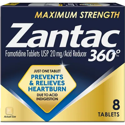 zantac Maximum Strength Heartburn Prevention and Relief Tablets 8 count