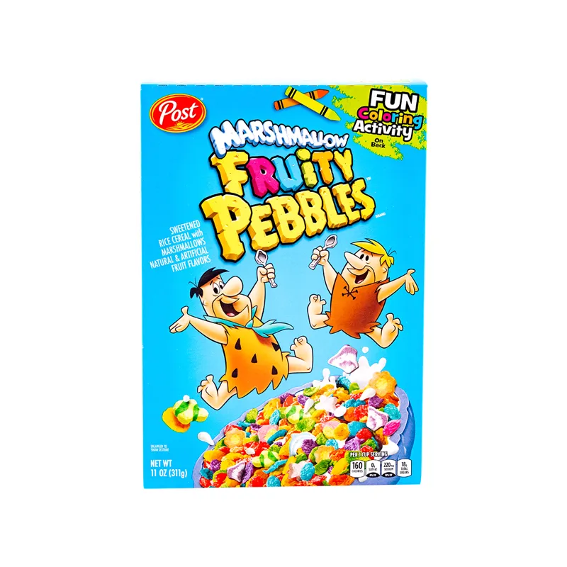 Post Fruity Pebbles Marshmallow Cereal Box view 1
