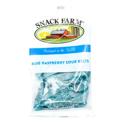Snack Farm Blue Raspberry Sour Belts 2.7 oz Bag