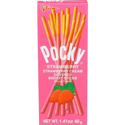 Glico Pocky Strawberry Cream Covered Biscuit Sticks 1.41oz Box