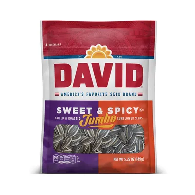 DAVID Sunflower Seeds Sweet & Spicy Jumbo 5.25 oz Bag