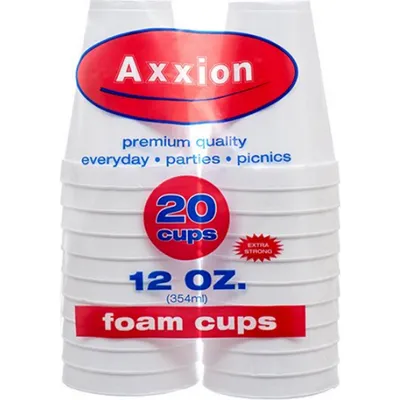 Axxion Foam Cups Plastic Disposables 20 Pack 12 oz