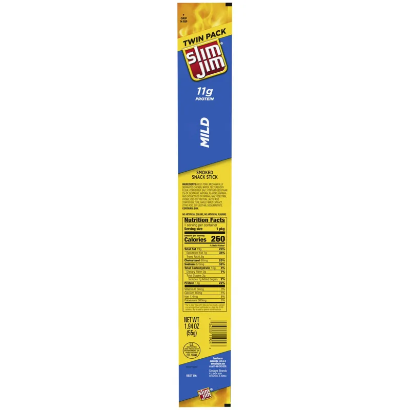 Slim Jim Giant Mild Smoked Snack Sticks view 1