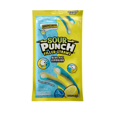 Sour Punch Filled Straws Blue Razz Lemonade 5 oz Bag