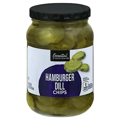 Essential Everyday Hamburger Dill Pickle Chips 16 oz Jar