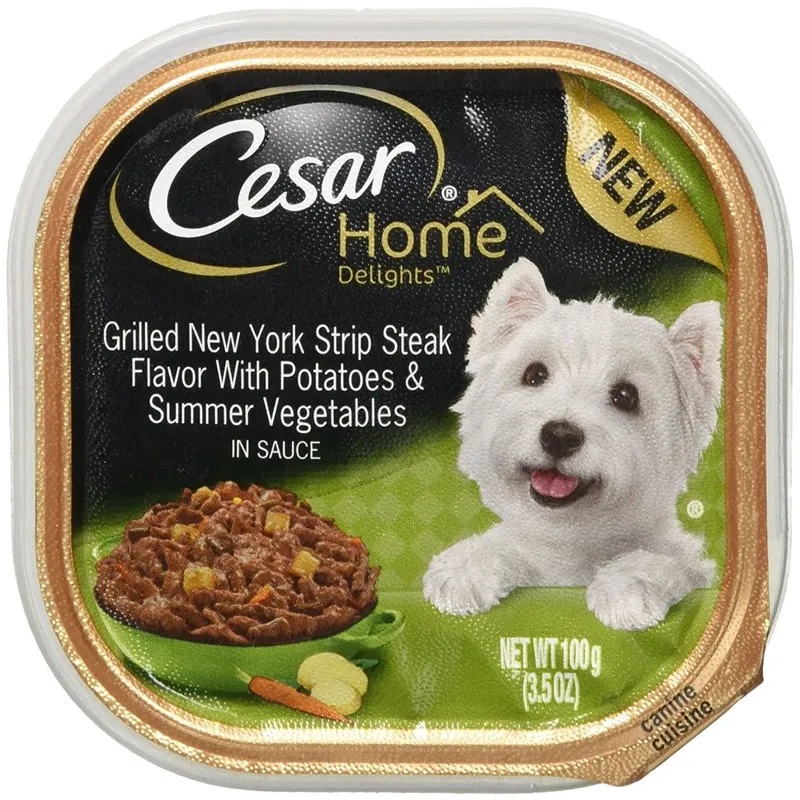 Cesar Home Delights Grilled New York Strip Flavor with Vegetables Wet Dog Food view 1