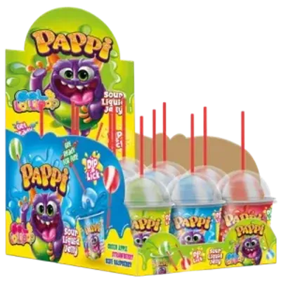 Bobbo Pappi Sour Candy Liquid Gel Dipper 12 Pack 39g Units