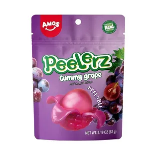 AMOS Peelerz Peelable Gummy Candy Grape Flavor Bag