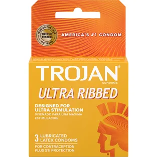 Trojan Stimulations Ultra Ribbed Lubricated Latex Condoms