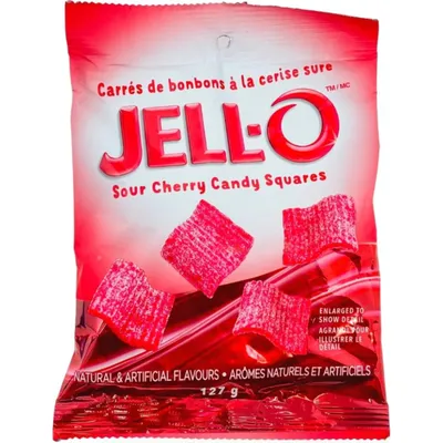 JELL-O Sour Cherry Candy Squares 4.5oz Bag