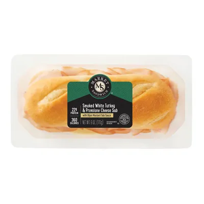 Market Sandwich Smoked White Turkey & Provolone Sub 6 oz