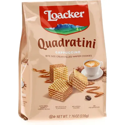 Quadratini Bite Size Cappuccino Wafer Cookies 220g Bag