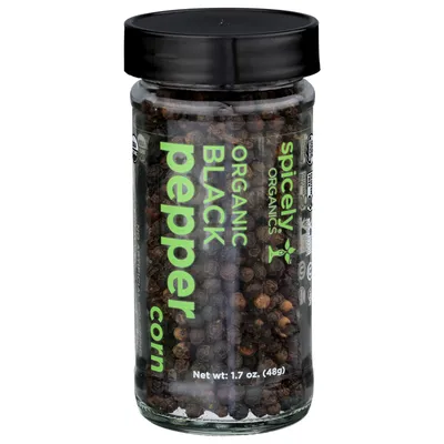 Spicely Organics Black Peppercorns 1.7 oz Jar