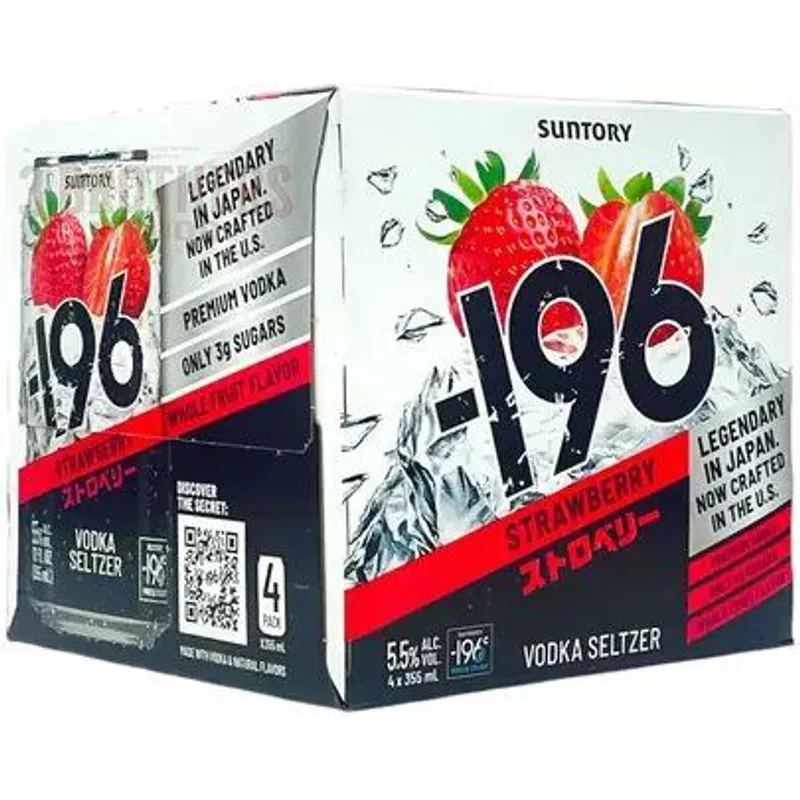 Suntory -196 Strawberry Vodka Seltzer view 1