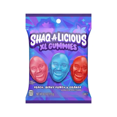 Shaq-A-Licious XL Gummies Peach Berry Orange 6.2 oz Bag