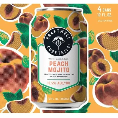Craftwell Cocktails Peach Mojito - 4 Pack 12oz Cans