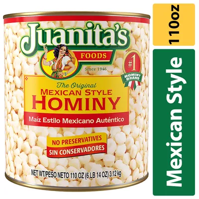 Juanita's Mexican Style Hominy 110 oz Can