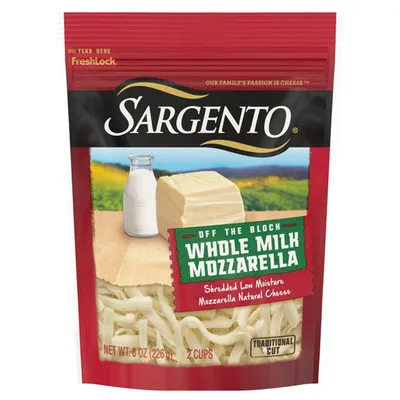Sargento Whole Milk Mozzarella Cheese 8 oz Bag