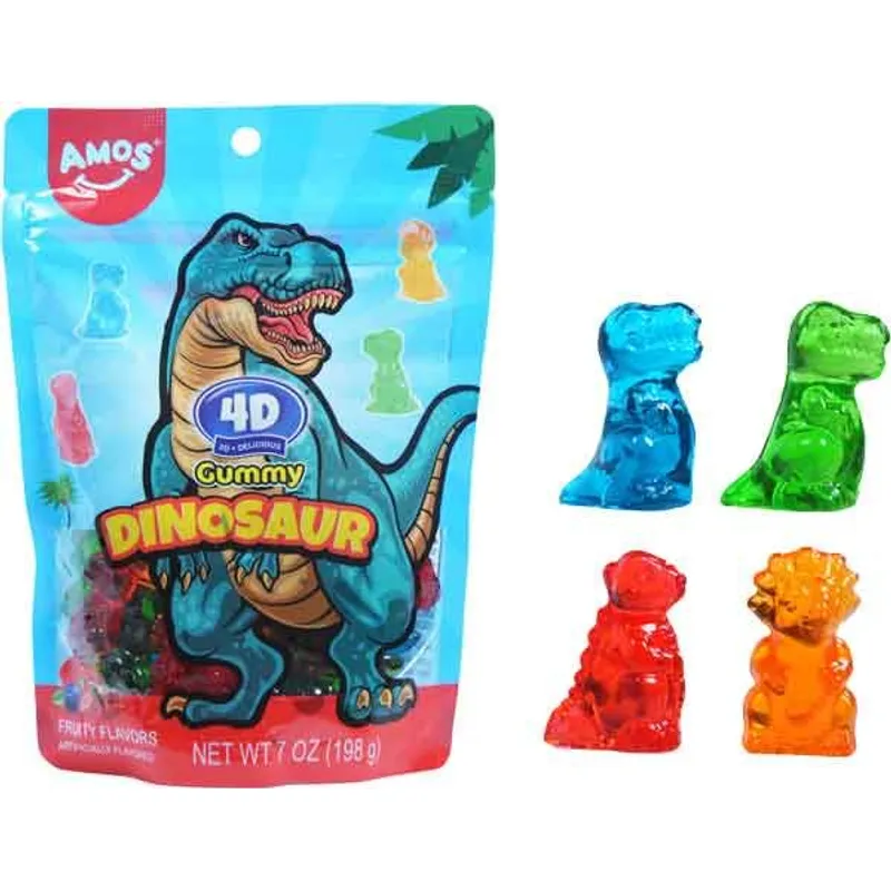 Amos 4D Gummy Dinosaur Fruity Flavors view 1