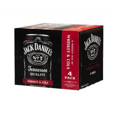 Jack Daniel's Daniel`s & Zero Sugar Coca Cola Cocktail Whiskey 4 Pack 12oz Cans