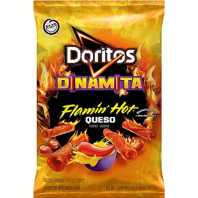 Doritos Dinamita Flamin Hot Queso Rolled Flavored Tortilla Chips 9.25oz Bag