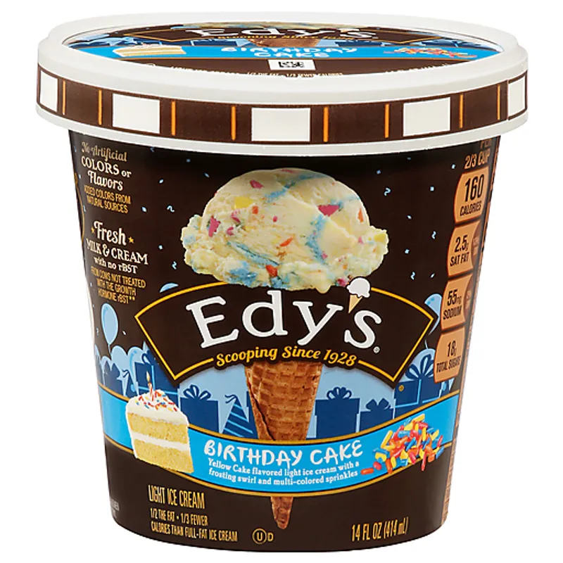 Dreyer's Birthday Cake Light Ice Cream Carton view 1