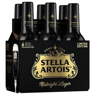 Stella Artois Midnight Lager 6 Pack 11.2 oz Bottles
