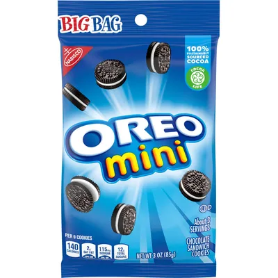 Nabisco Mini Oreo Chocolate Sandwich Cookies Bite Size - Big Bag 3 oz